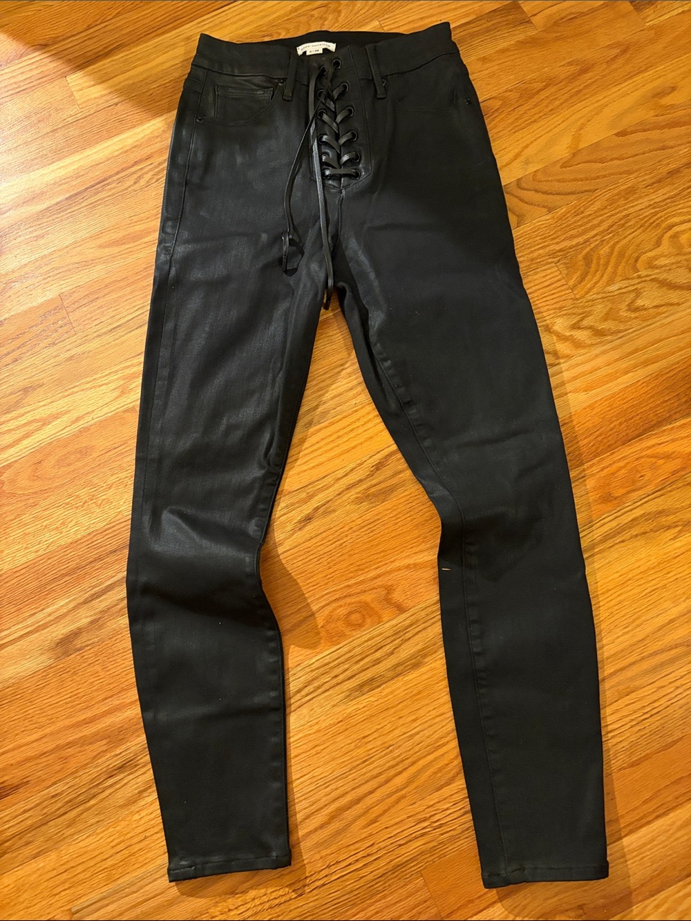 Good American Black Lace-Up Skinny Jeans 28/6
